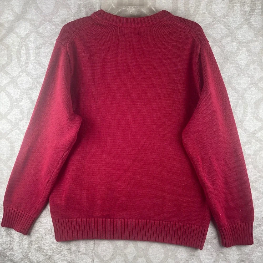 LL Bean Sweater Mens Large Red Cotton Crewneck Long Sleeve 258547 Regular